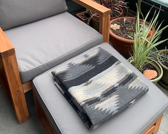 Large Aztec Blanket - Grey & Black - 80" x 60" cozy blanket - Southwestern - Western - STANLEY EDITION