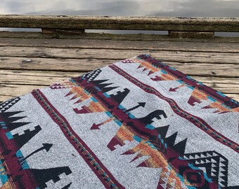 Aztec blanket - 60 x 60" - Wool blend - Rustic - Lodge - Western - Southwestern style
