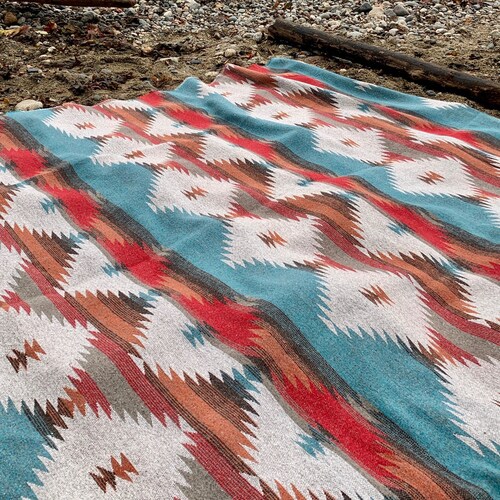 Large Aztec Blanket in Grey Queen Size 80 X 60 Etsy