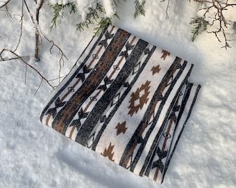 Südwestern Azteken-Decke: Creme-, Braun- und Schwarz-Wollmischung (60 "x 60")