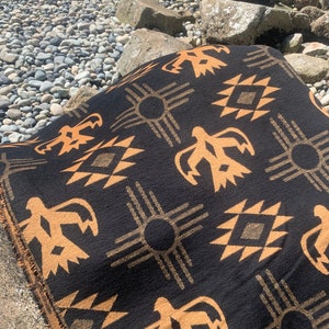 Southwestern Blanket / Throw - PHOENIX Edition - Limited Edition - 60" x 60" - Wool blend beach camping yoga blanket