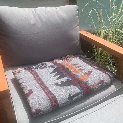 Large Aztec Blanket in Grey Queen Size 80 X 60 Etsy