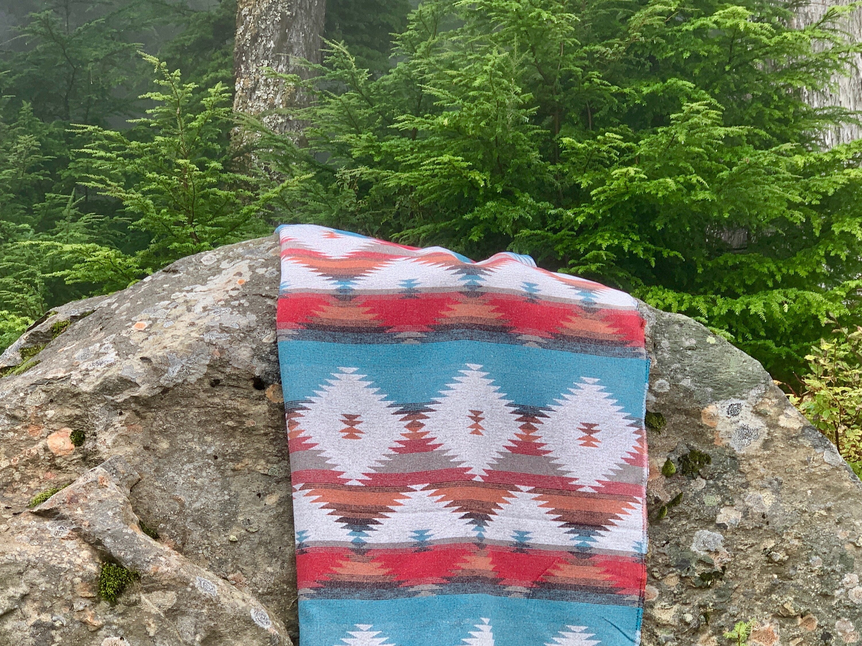 Large Aztec blanket 80 x 60 Queen size Wool blend Etsy