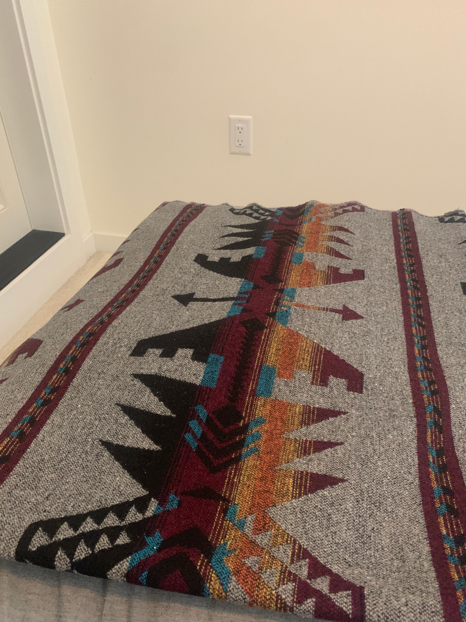 Large Aztec Blanket in Grey Queen Size 80 X 60 Etsy