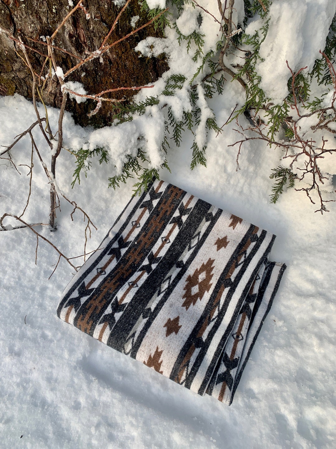 Southwestern Aztec Beach Blanket in Cream Brown and Black Etsy