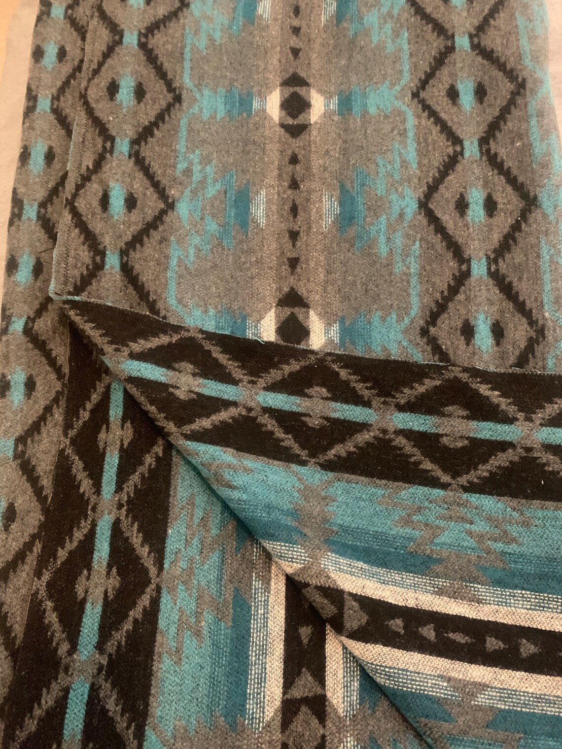 Large Aztec Blanket / Throw Blue & Grey 80 x 60 Etsy