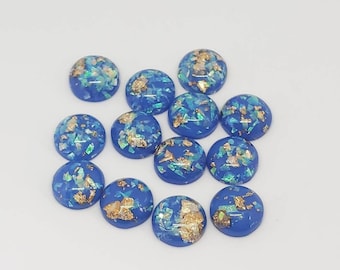 Cabochon Sventati in Oro Blu 12mm - Cabochon Opale Blu 12mm - 10 pz
