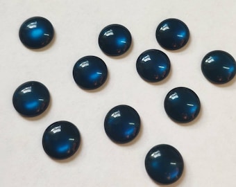 10 pcs Midnight Blue Cat Eye Cabochons - 12mm Dark Blue Resin Cabochons