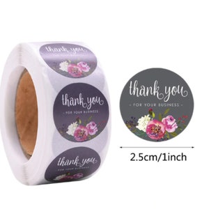 Floral Thank You for Your Business Stickers - Floral Round Thank You Labels 25mm - Mailing Stickers - Postage Stickers