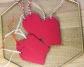 Etichette regalo rosse - Etichette regalo vuote - Etichette per matrimonio - Con nastro, spago Bakers o spago rustico