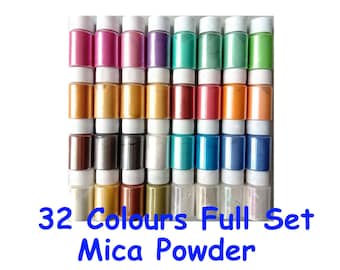 32 Mica Pigment Powder Epoxy Resin Dye Pearl Shimmering Pigment Resin Resin Full Set
