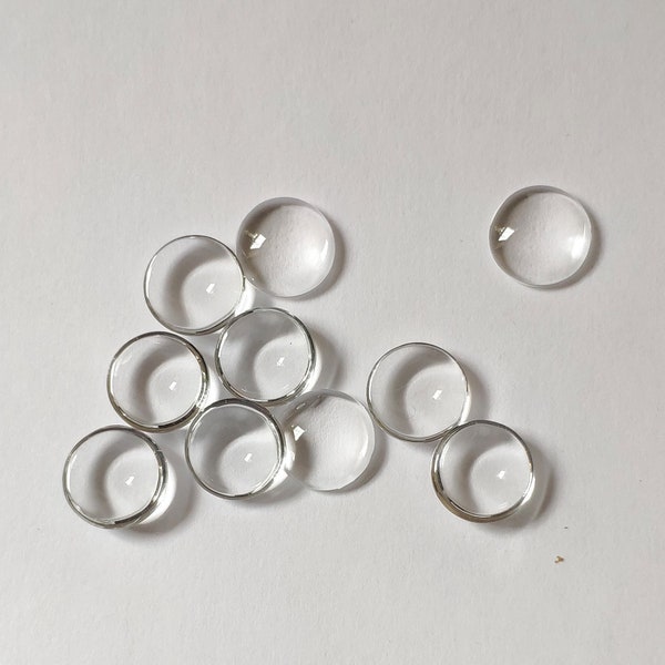 12mm Clear Glass Cabochon - 10 pcs 12mm Transparent Cabochon - Round Flatback Glass Dome - Photo Cabochon - Cabochon for Earrings