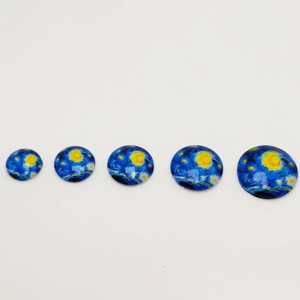 Cabochons en verre Starry Night - Cabochons photo faits à la main - 12mm, 14mm, 16mm, 18mm, 20mm