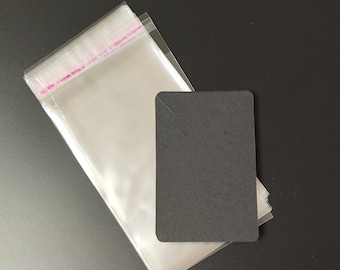 Espositori per gioielli neri con sacchetti autoadesivi - Espositori per collane, orecchini e sacchetti per violoncello - Confezione per gioielli - Nero 9 cm x 6 cm