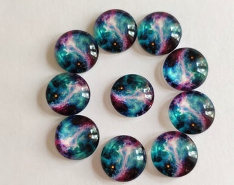 Cabochon in vetro galassia da 12 mm - Cabochon spaziali da 12 mm - Cabochon fotografici nebulosa da 12 mm