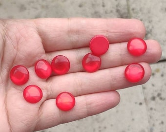 Red Cabochons- 12mm Red Faux Cat Eye Resin Cabochons - 10 pcs