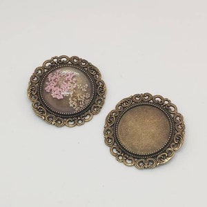 2 pcs Antique Bronze Cabochon Brooch Blanks for 25mm Setting