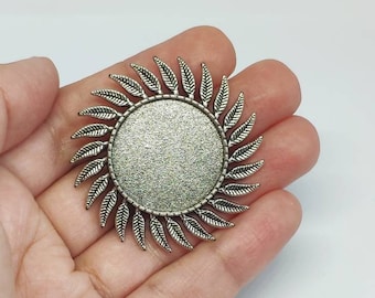Elegant Antique Silver Brooch Blanks for 25mm Cabochon Setting