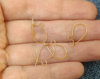 Small Delicate Gold Plated Steel Kidney Ear Wires 15mm - Pack of 10,20,50