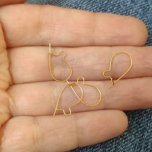 Small Delicate Gold Plated Steel Kidney Ear Wires 15mm - Pack of 10,20,50