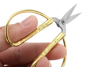 Forbici da ricamo dorato - Forbici vintage in stile bonsai - Forbici da cucito Petite a manico grande - Forbici artigianali - Forbici decorative
