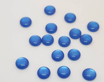Cabochon Cat Eye Azzurro - 10 pz 12mm Cabochon in Resina Azzurra