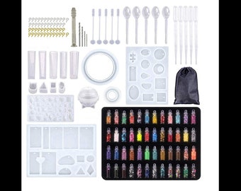Set fai-da-te per stampi in resina epossidica con paillettes a 48 colori, starter kit per gioielli in resina per principianti