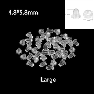 Soft Silicone Earring Backs, Large Earring Stoppers, 20/50/100 pcs Silicone Rubber Earring Backs, Earrings Findings, Earring Nuts, 5x6mm