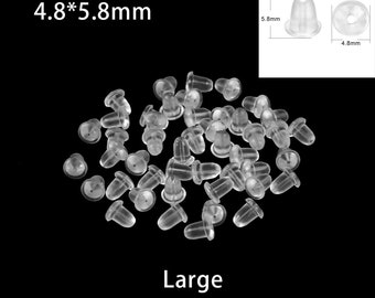 Soft Silicone Earring Backs, Large Earring Stoppers, 20/50/100 pcs Silicone Rubber Earring Backs, Earrings Findings, Earring Nuts, 5x6mm