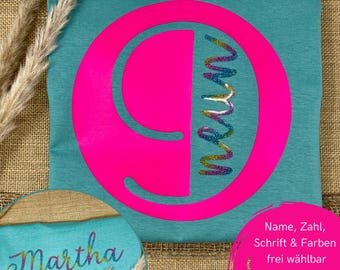 Personalisiertes Geburtstagsshirt Kinder mit Name & Zahl,7, Birthday Shirt Kids, Kindergeburtstag Outfit Mädchen Junge Geschenk, Geburtstag