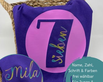 Camiseta de cumpleaños infantil personalizada con nombre y número, 7, Camiseta de cumpleaños para niños, Conjunto de cumpleaños para niñas y niños, Regalo de cumpleaños