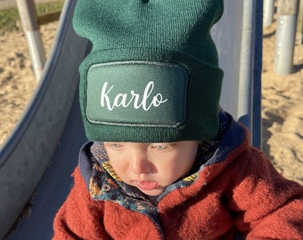 Kinder Mütze Beanie personalisiert Name Wunschtext