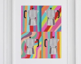 Italian Moka Pot Art Print – Retro Pop Art Kitchen Decor
