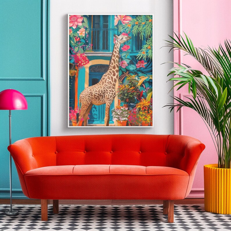 Original Hand-drawn Giraffe Art – Realistic Wildlife Wall Decor by ...