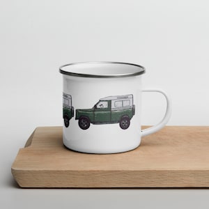 Green Land Rover Enamel Mug | Land Rover Gifts | Land Rover Camping Mug | Keswick Green Land Rover
