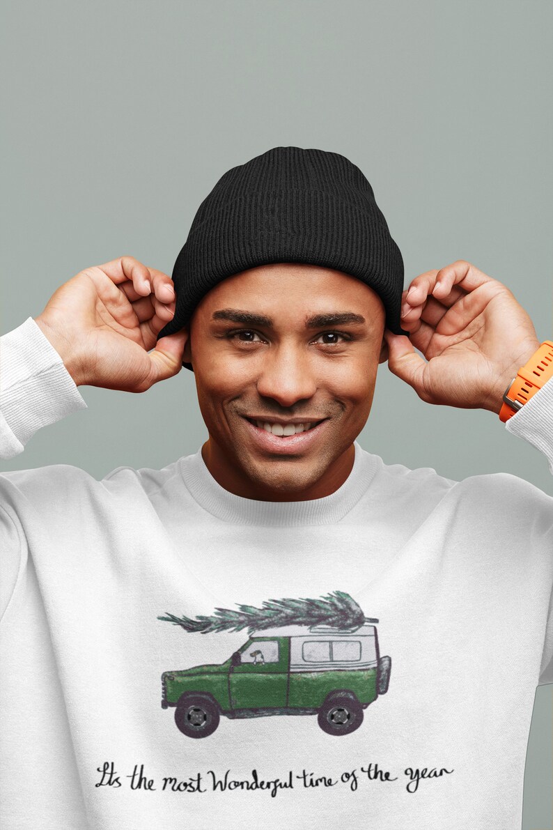 Christmas Jumper Christmas Truck Green Land Rover Jumper Unisex