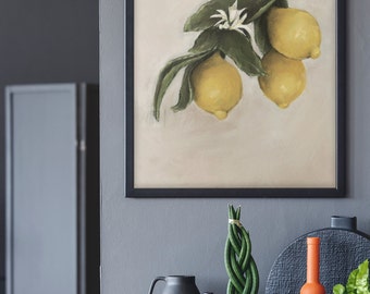 Lemon Still Life Art Print, Kitchen Decor