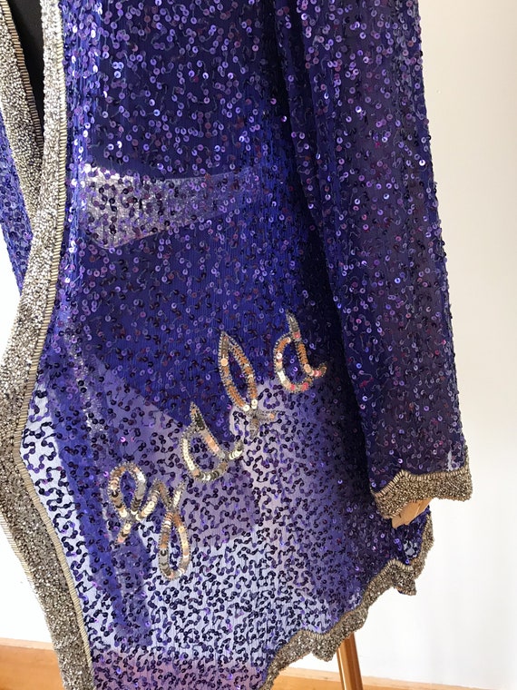 Vintage 80s Sequin Jacket Black Purple Green 16