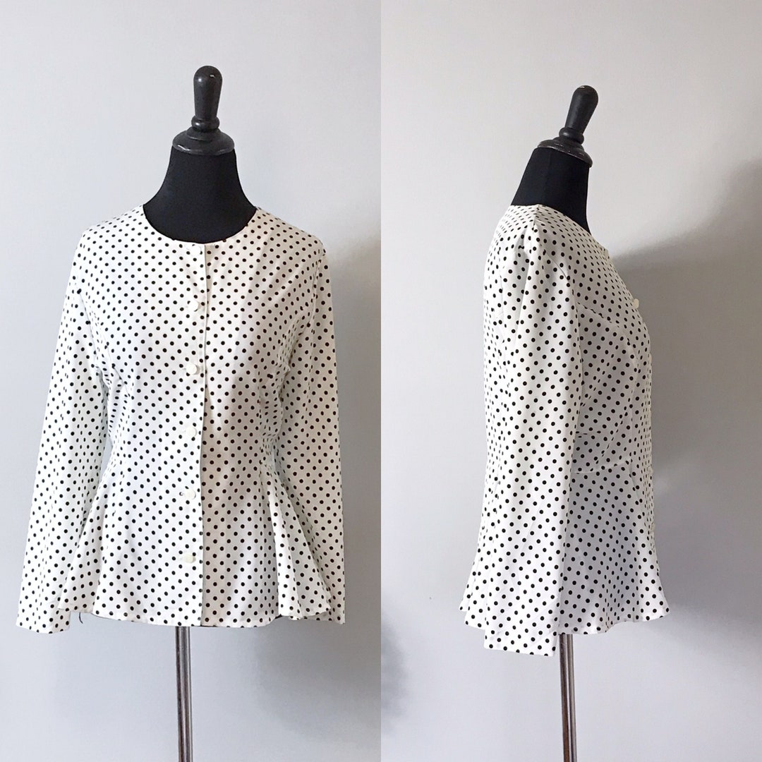 Vintage White Black Polka dot Pattern Print Women Crewneck Sweatshirt