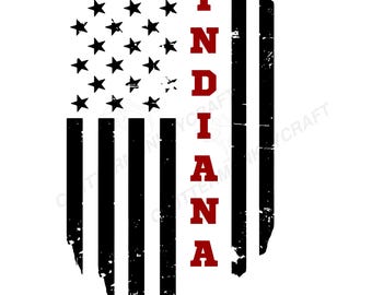 Indiana Sports Fan SVG | Distressed Flag Design for Football Basketball Baseball | State Pride Shirt Decal | Cricut Silhouette | PNG PDF