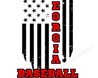 Distressed Georgia Baseball Flag – PNG for Sublimation | SVG Cut File