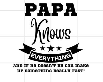 Papa knows everything, Unleash the Wisdom: Embrace the Wit and Wisdom of Papa with Our Quirky Digital File. PNG SVG