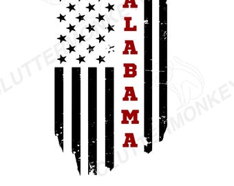 Alabama Sports SVG | Game Day Distressed Flag Design | State Pride Football Cut File | Tuscaloosa & Auburn Fan Gear | Cricut PNG PDF
