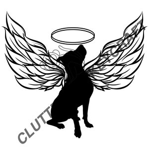 Pet Dog Memorial Svg, Set of 4 dogs with angle wings, Pet Loss Svg | Dog Memory Svg | Pet Love Svg | Memory of Dog Svg silhouette