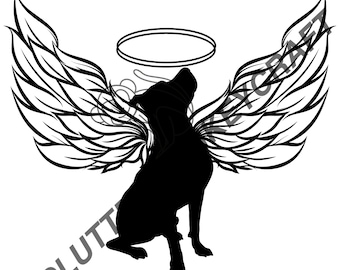 Pet Dog Memorial Svg, Set of 4 dogs with angle wings, Pet Loss Svg | Dog Memory Svg | Pet Love Svg | Memory of Dog Svg silhouette