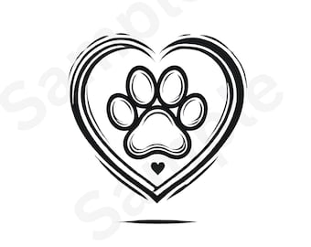 Paw of Hearts SVG PDF png | Pet Lover Vinyl Design | Sublimation and Cricut Ready | Animal Paw Print Heart | Pet Memorial | DIY Craft