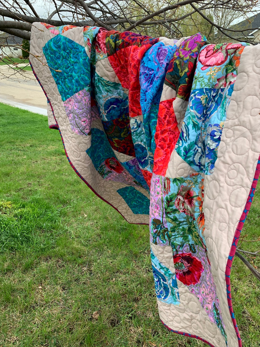 Kaffe Bright Summer Throw Quilt - Etsy