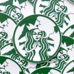 Starbucks & Weed Vinyl Sticker | 2" x 2" | DISHWASHER SAFE | Weather Proof