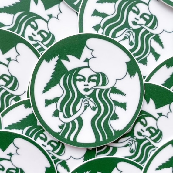 Starbucks & Weed Vinyl Sticker | 2" x 2" | DISHWASHER SAFE | Weather Proof