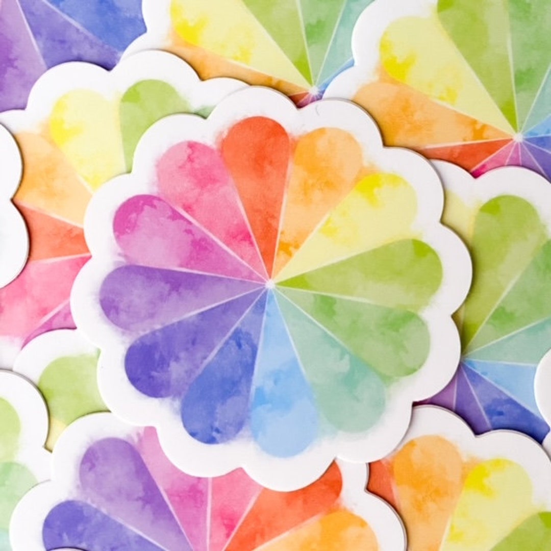 Vinyl Color Wheel Flower Sticker WEATHER PROOF Dishwasher Safe Sticker ...